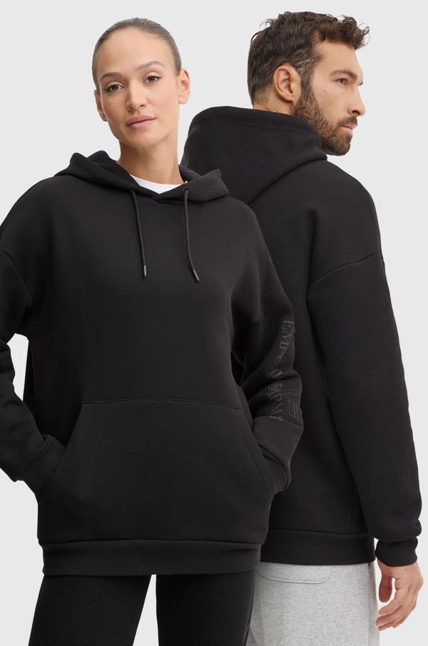 EA7 Emporio Armani Pamučna dukserica EA7 Emporio Armani boja: crna, s kapuljačom, s tiskom, PJOPZ.6DUM15