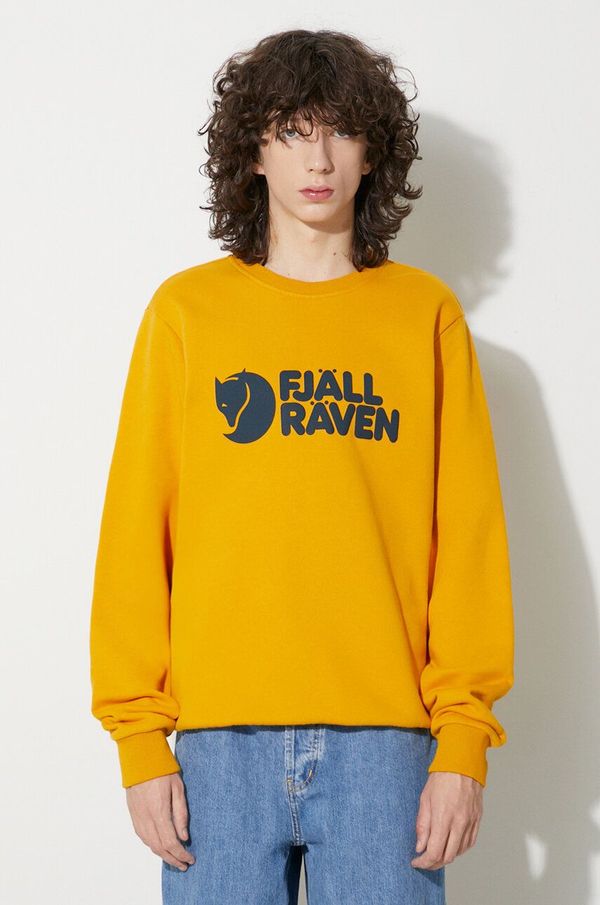 Fjallraven Pamučna dukserica Fjallraven za muškarce, boja: žuta, s tiskom, F84142.161