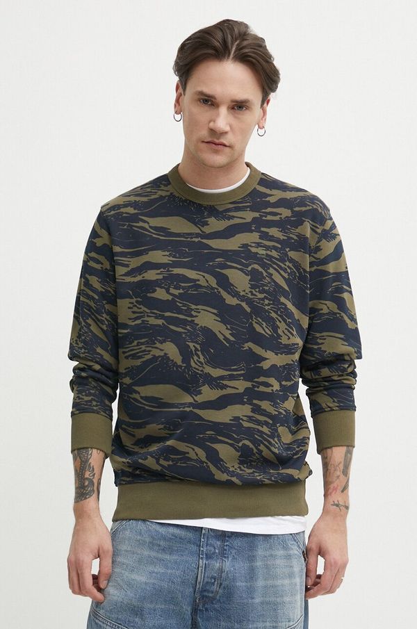 G-Star Raw Pamučna dukserica G-Star Raw za muškarce, boja: zelena, s uzorkom