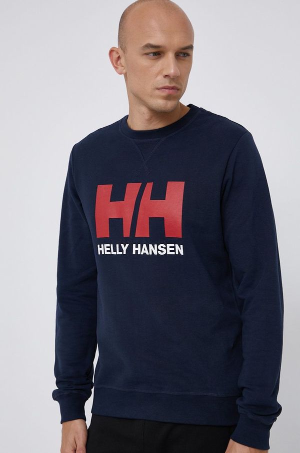 Helly Hansen Pamučna dukserica Helly Hansen za muškarce, boja: tamno plava, s tiskom, 34000