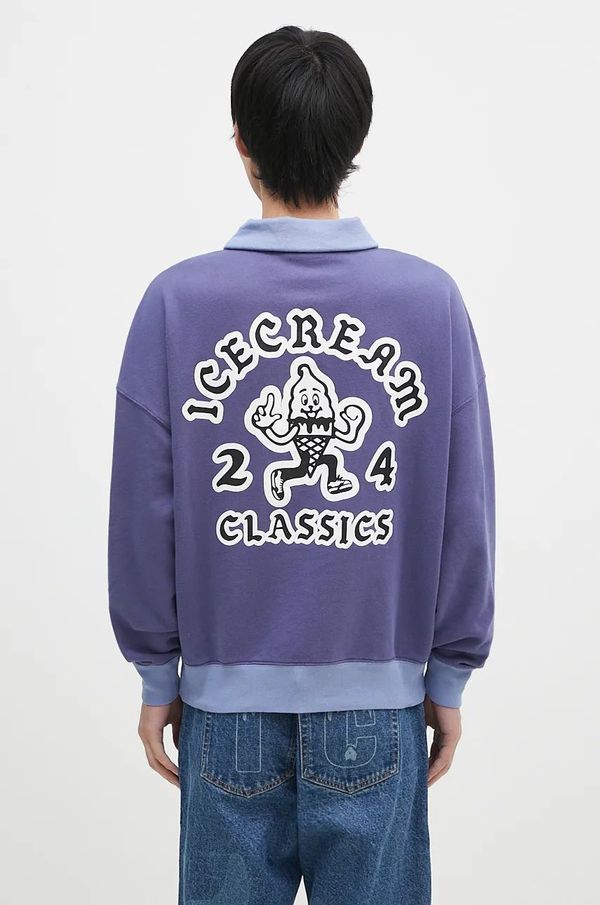 Icecream Pamučna dukserica ICECREAM Cone Man Quarter Zip za muškarce, boja: ljubičasta, s tiskom, IC24332