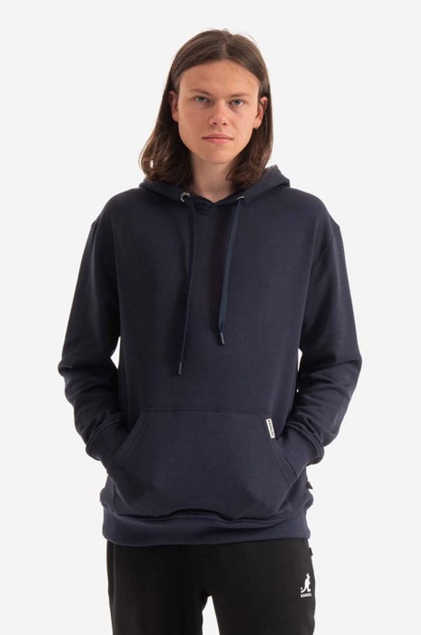 Kangol Pamučna dukserica Kangol za muškarce, boja: tamno plava, s kapuljačom, glatka, KLHB005-DEEPSPRING