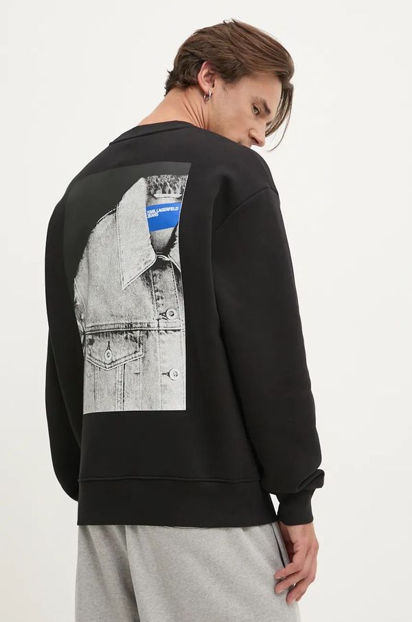 Karl Lagerfeld Jeans Pamučna dukserica Karl Lagerfeld Jeans za muškarce, boja: crna, s aplikacijom, 246D1801