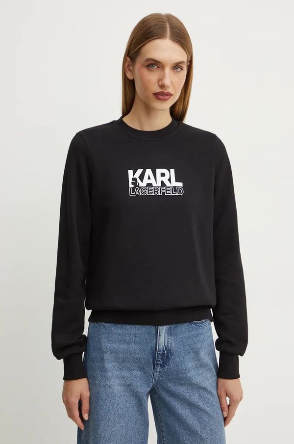 Karl Lagerfeld Pamučna dukserica Karl Lagerfeld za žene, boja: crna, s tiskom, 24WW1803