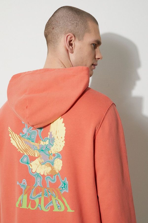 KSUBI Pamučna dukserica KSUBI flight kash hoodie za muškarce, boja: narančasta, s kapuljačom, s tiskom, MPS24FL009