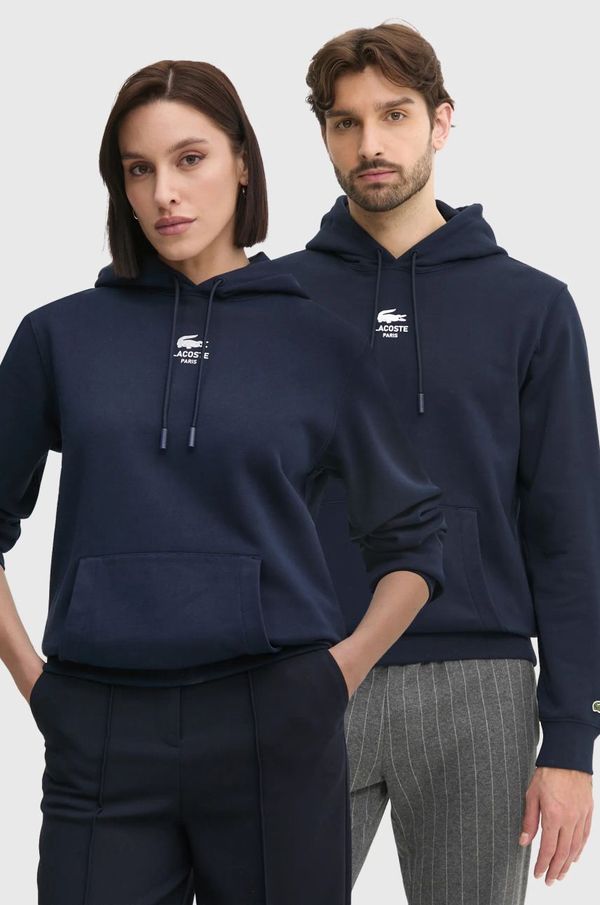 Lacoste Pamučna dukserica Lacoste boja: tamno plava, s kapuljačom, s tiskom, SH2740