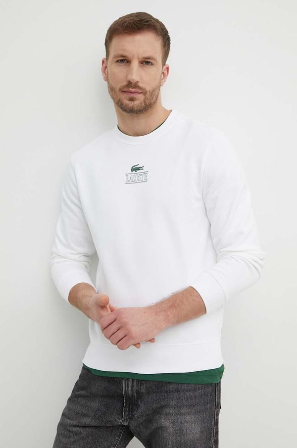 Lacoste Pamučna dukserica Lacoste za muškarce, boja: bijela, s tiskom