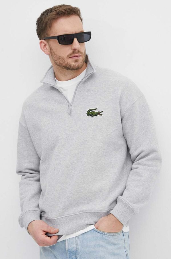 Lacoste Pamučna dukserica Lacoste za muškarce, boja: siva, bez uzorka