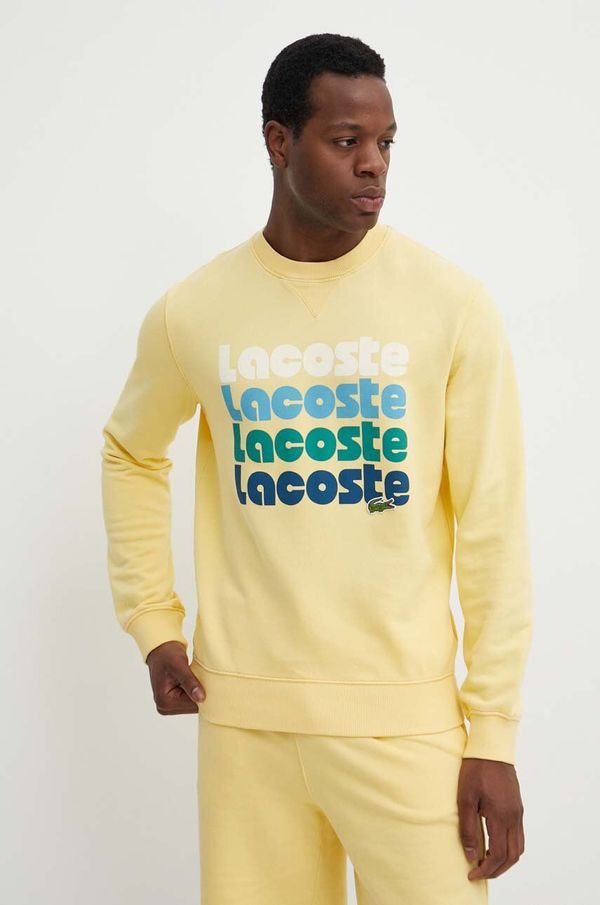 Lacoste Pamučna dukserica Lacoste za muškarce, boja: žuta, s tiskom