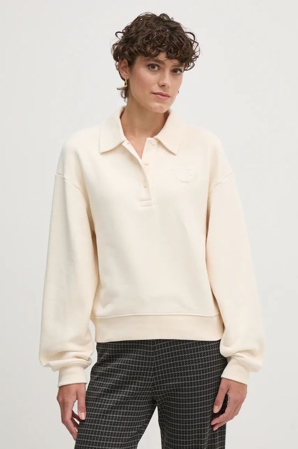 Lacoste Pamučna dukserica Lacoste za žene, boja: bež, bez uzorka, SF2641