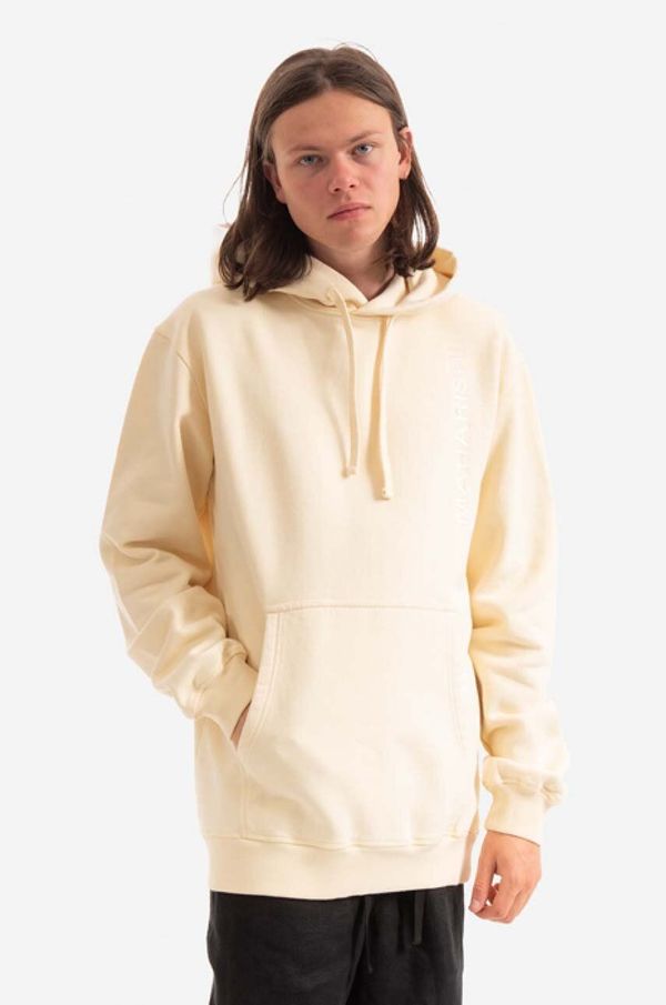 Maharishi Pamučna dukserica Maharishi Miltype Hooded sweat Organic za muškarce, boja: bež, s kapuljačom, s aplikacijom, 9756.ECRU-ECRU