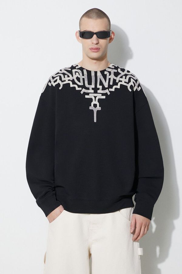 Marcelo Burlon Pamučna dukserica Marcelo Burlon Graffiti Wings Comfort Crew za muškarce, boja: crna, s tiskom, CMBA097S24FLE001100C