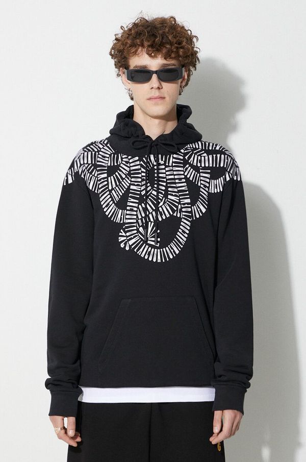Marcelo Burlon Pamučna dukserica Marcelo Burlon Snake Wings za muškarce, boja: crna, s kapuljačom, s uzorkom