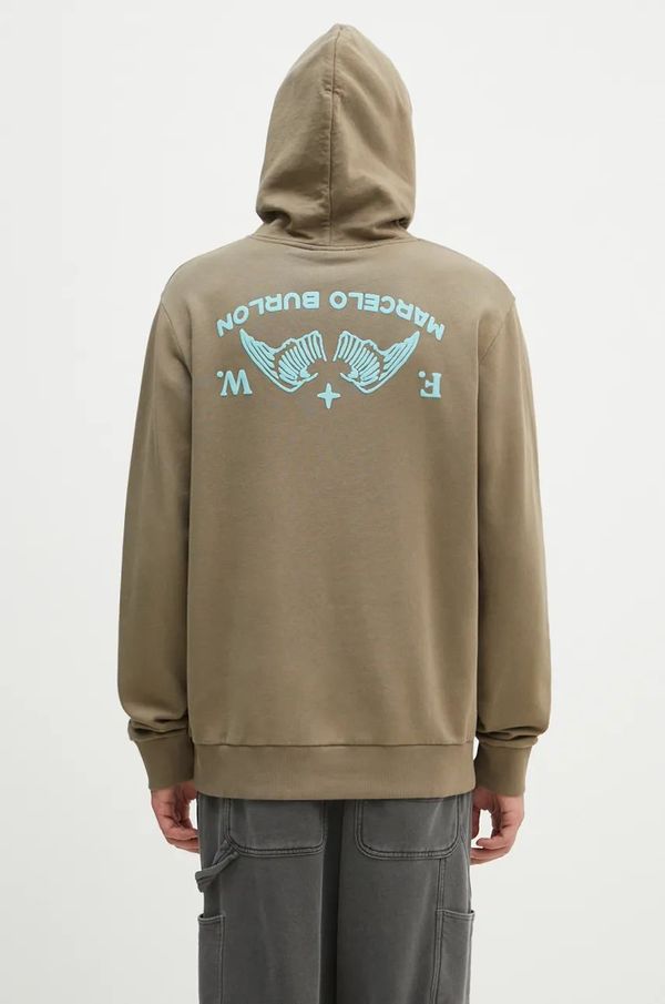 Marcelo Burlon Pamučna dukserica Marcelo Burlon Vintage Logo za muškarce, boja: zelena, s kapuljačom, s tiskom, CMBB007F24FLE0056E4D