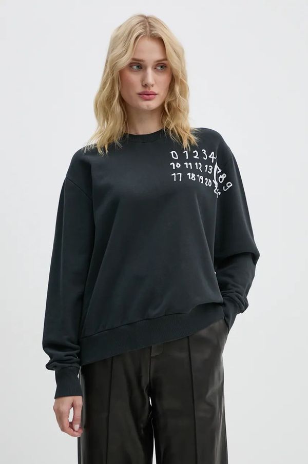 MM6 Maison Margiela Pamučna dukserica MM6 Maison Margiela za žene, boja: crna, s tiskom, S62GU0132.M25004