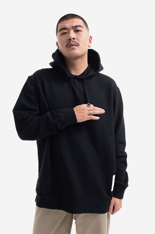 Norse Projects Pamučna dukserica Norse Projects Fraser Tab Series Hoodie za muškarce, boja: crna, s kapuljačom, bez uzorka, N20.1282.9999-9999