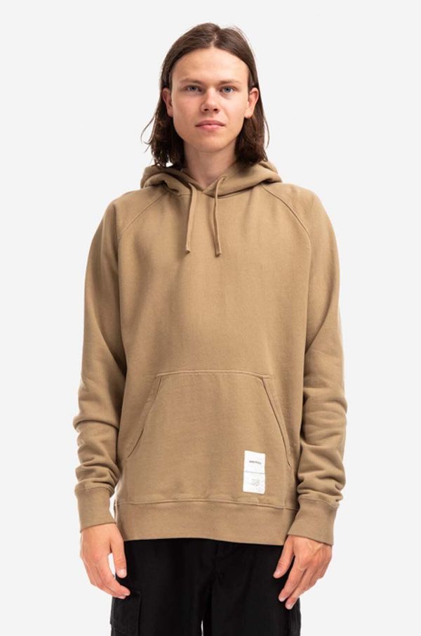 Norse Projects Pamučna dukserica Norse Projects Kristian Tab Series Hood za muškarce, boja: smeđa, s kapuljačom, bez uzorka, N20.1294.0966-0966