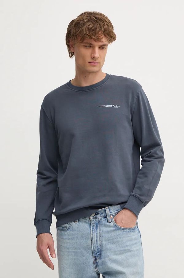 Pepe Jeans Pamučna dukserica Pepe Jeans DAVY CREW za muškarce, boja: siva, s tiskom, PM582740