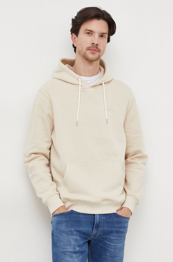 Pepe Jeans Pamučna dukserica Pepe Jeans Ramsey za muškarce, boja: bež, s kapuljačom, s tiskom