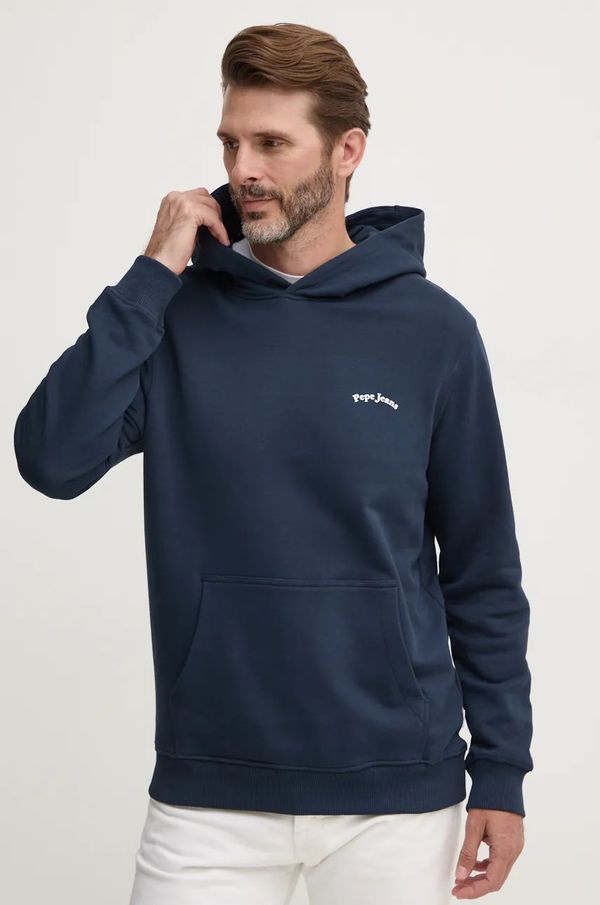 Pepe Jeans Pamučna dukserica Pepe Jeans SOMERTON za muškarce, boja: tamno plava, s kapuljačom, s tiskom, PM582725