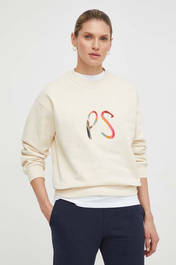 PS Paul Smith Pamučna dukserica PS Paul Smith za žene, boja: bež, s aplikacijom, W2R.352V.MP4369