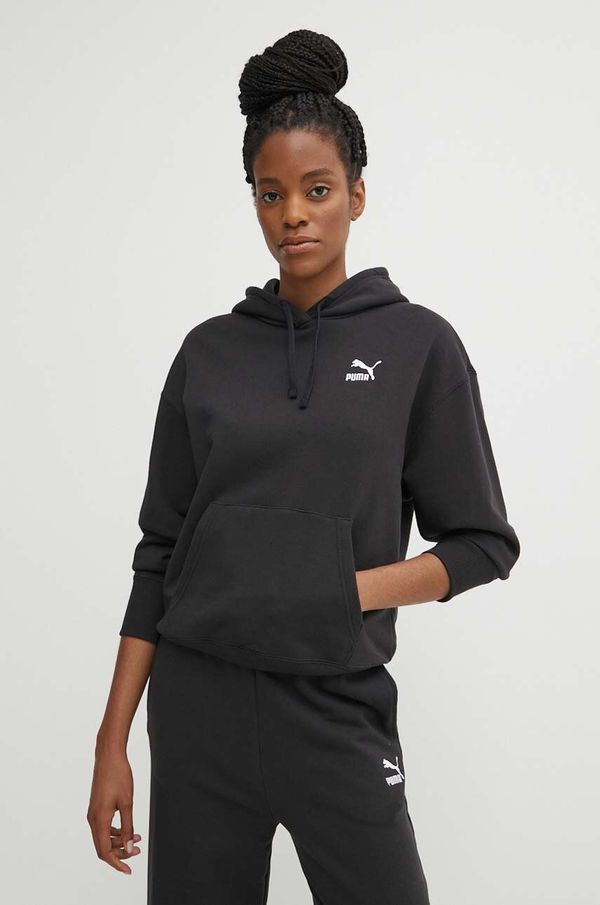 Puma Pamučna dukserica Puma BETTER CLASSIC za žene, boja: crna, s kapuljačom, s aplikacijom, 624227