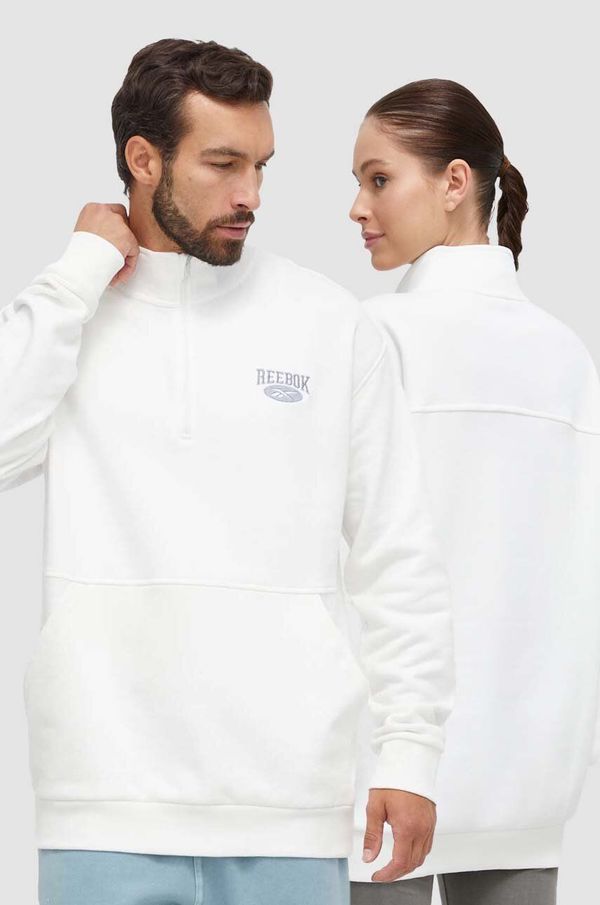 Reebok Classic Pamučna dukserica Reebok Classic boja: bijela, s aplikacijom