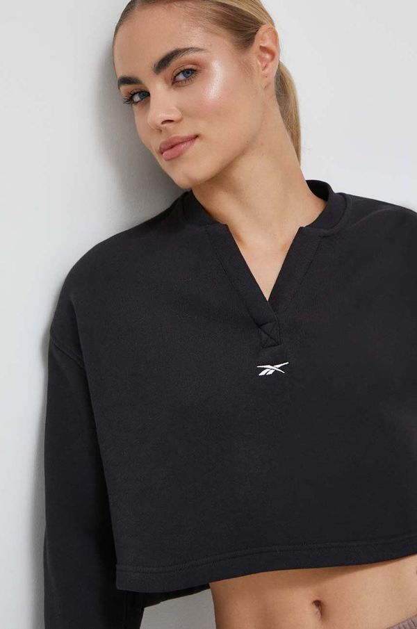 Reebok Classic Pamučna dukserica Reebok Classic za žene, boja: crna, s aplikacijom