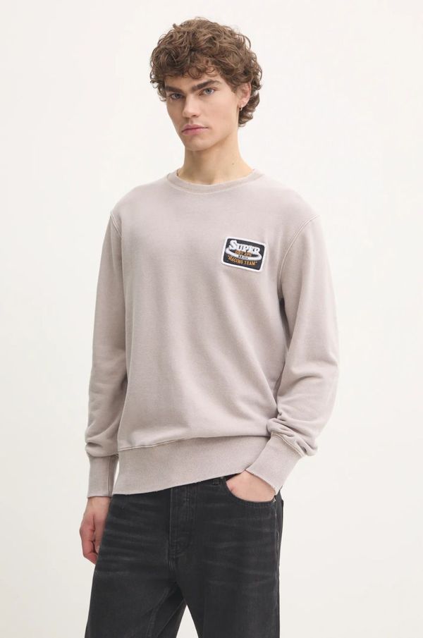 Superdry Pamučna dukserica Superdry za muškarce, boja: bež, s aplikacijom, M2014111A-2XU