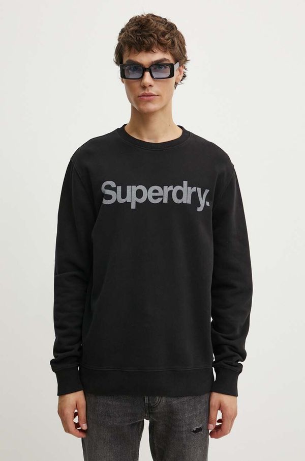 Superdry Pamučna dukserica Superdry za muškarce, boja: crna, s tiskom, M2013738A-02A