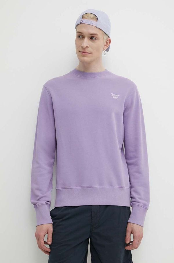 Superdry Pamučna dukserica Superdry za muškarce, boja: ljubičasta, bez uzorka