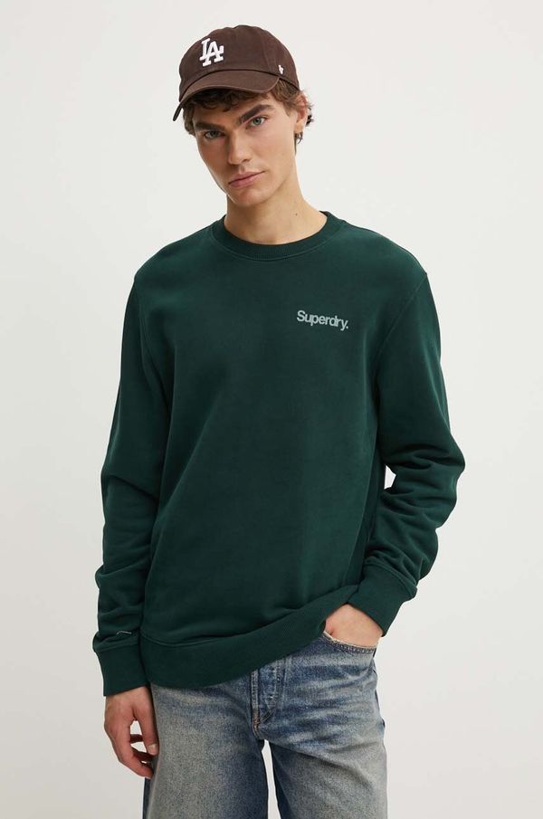 Superdry Pamučna dukserica Superdry za muškarce, boja: zelena, s tiskom, M2013738A-27E