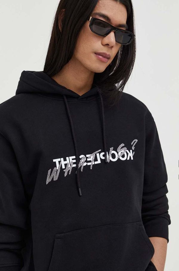 The Kooples Pamučna dukserica The Kooples za muškarce, boja: crna, s kapuljačom, s tiskom