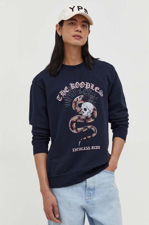 The Kooples Pamučna dukserica The Kooples za muškarce, boja: tamno plava, s tiskom