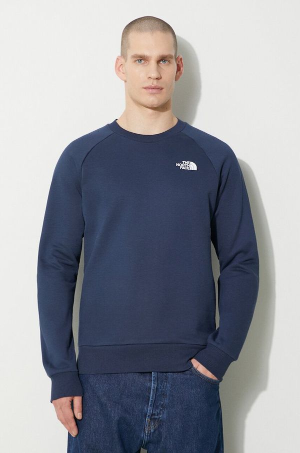 The North Face Pamučna dukserica The North Face M Raglan Redbox Crew za muškarce, boja: tamno plava, s tiskom, NF0A4SZ98K21