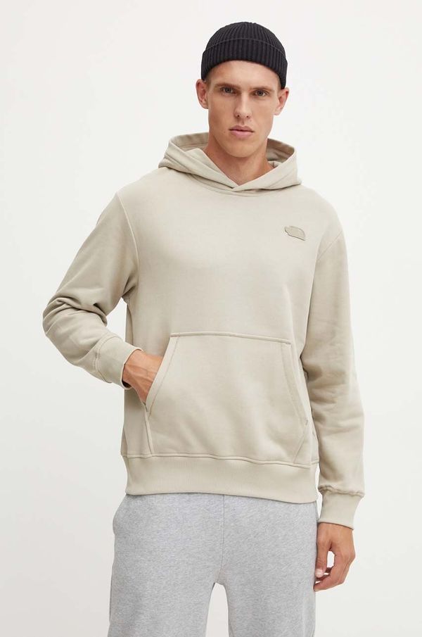 The North Face Pamučna dukserica The North Face Natural Dye Hoodie za muškarce, boja: bež, s kapuljačom, s tiskom, NF0A89CV9OX1