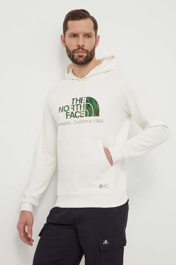 The North Face Pamučna dukserica The North Face za muškarce, boja: bijela, s kapuljačom, s tiskom, NF0A55GFQLI1