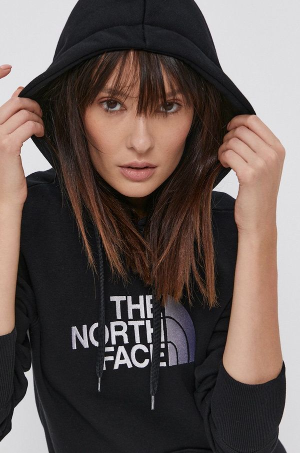 The North Face Pamučna dukserica The North Face za žene, boja: crna, s kapuljačom, s aplikacijom, NF0A55ECJK31-JK31