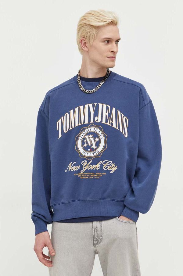 Tommy Jeans Pamučna dukserica Tommy Jeans za muškarce, boja: tamno plava, s tiskom