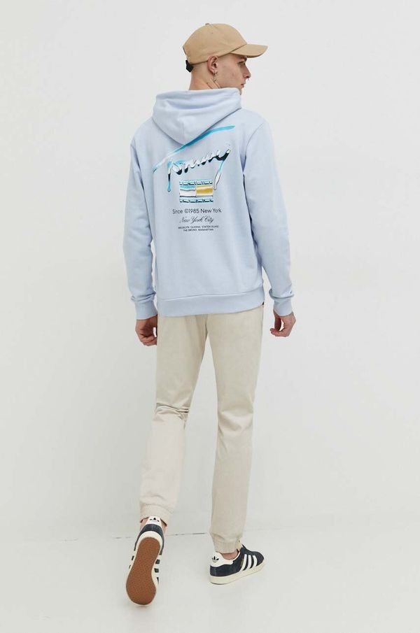 Tommy Jeans Pamučna dukserica Tommy Jeans za muškarce, s kapuljačom, s tiskom, DM0DM18457