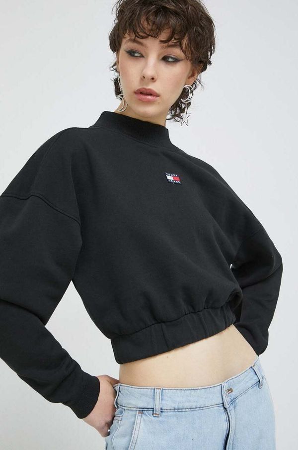 Tommy Jeans Pamučna dukserica Tommy Jeans za žene, boja: crna, glatka