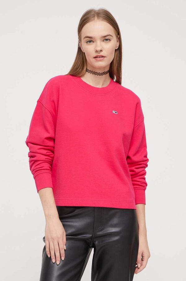 Tommy Jeans Pamučna dukserica Tommy Jeans za žene, boja: crvena, bez uzorka