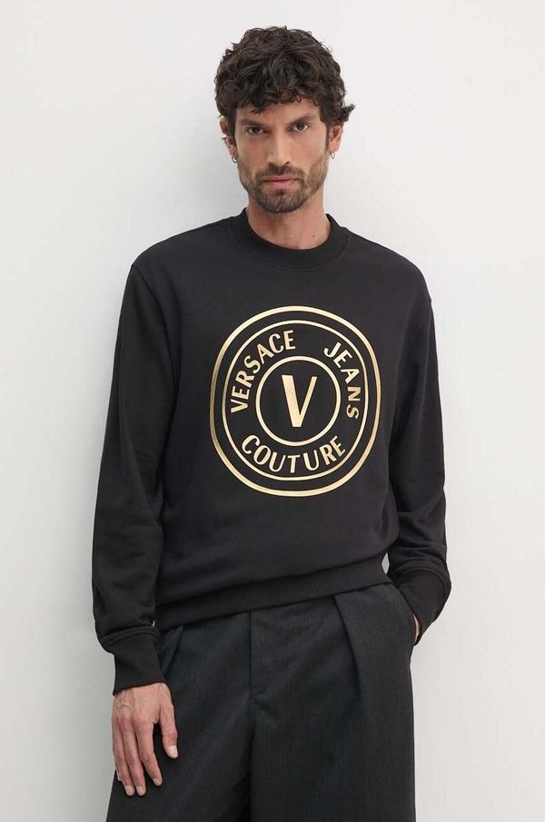 Versace Jeans Couture Pamučna dukserica Versace Jeans Couture za muškarce, boja: crna, s tiskom, 77GAIT01 CF00T