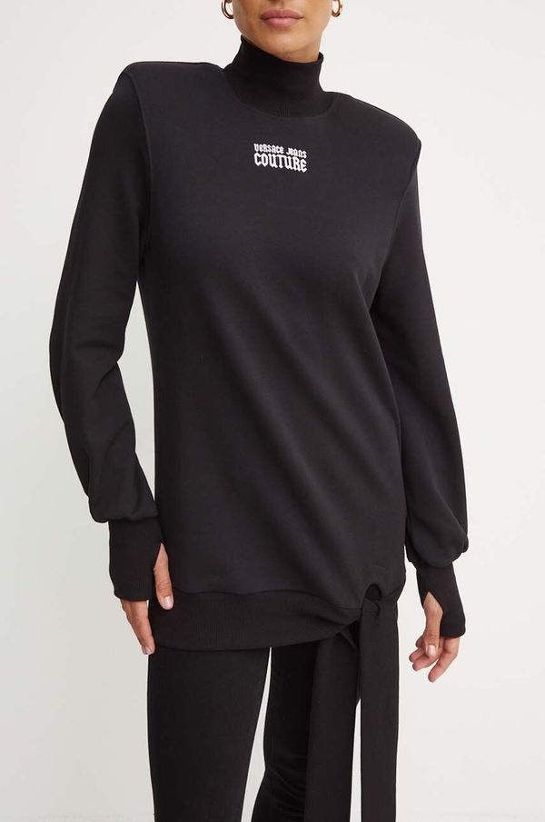 Versace Jeans Couture Pamučna dukserica Versace Jeans Couture za žene, boja: crna, s aplikacijom, 77HAO972 F0010