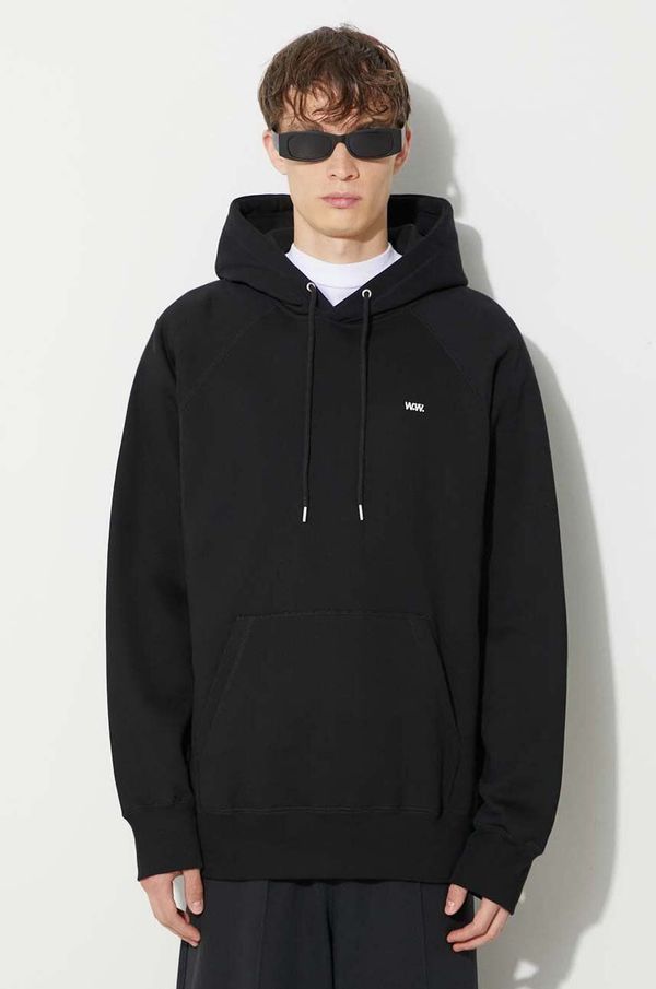 Wood Wood Pamučna dukserica Wood Wood Essential fred classic hoodie za muškarce, boja: crna, s kapuljačom, bez uzorka 20005602.2493