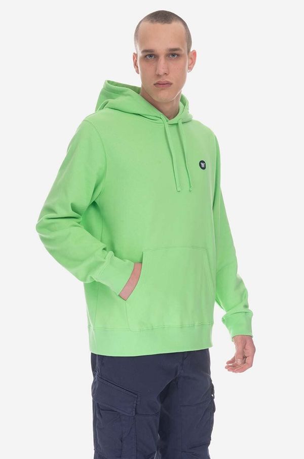 Wood Wood Pamučna dukserica Wood Wood Ian Hoodie GOTS za muškarce, boja: zelena, s kapuljačom, glatka, 10245604.2424-PALEGREEN