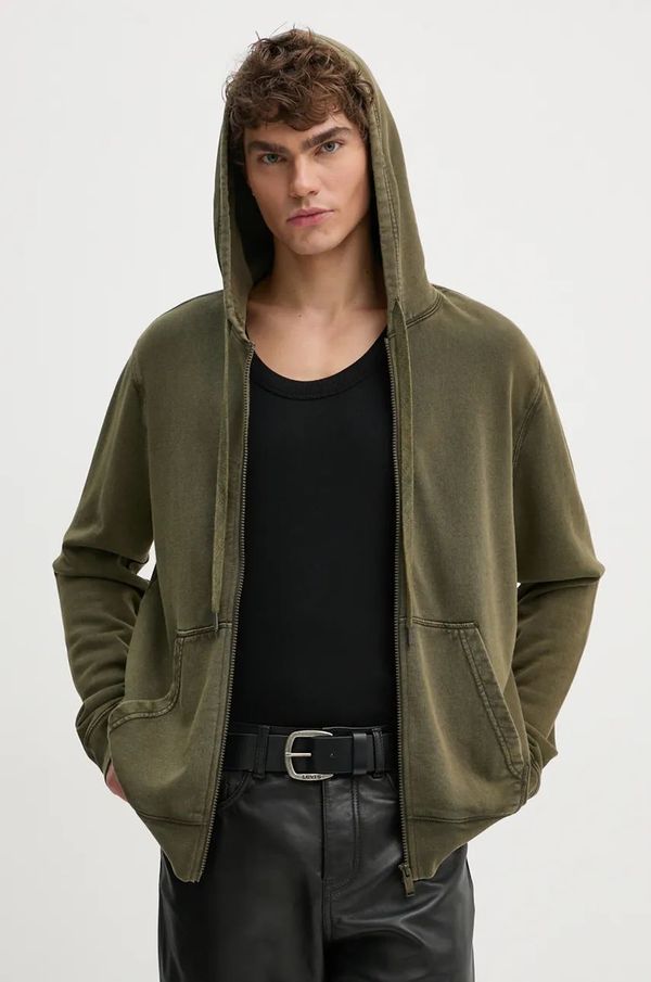 Zadig&Voltaire Pamučna dukserica ZADIG&VOLTAIRE za muškarce, boja: zelena, s kapuljačom, bez uzorka, JMSS00263