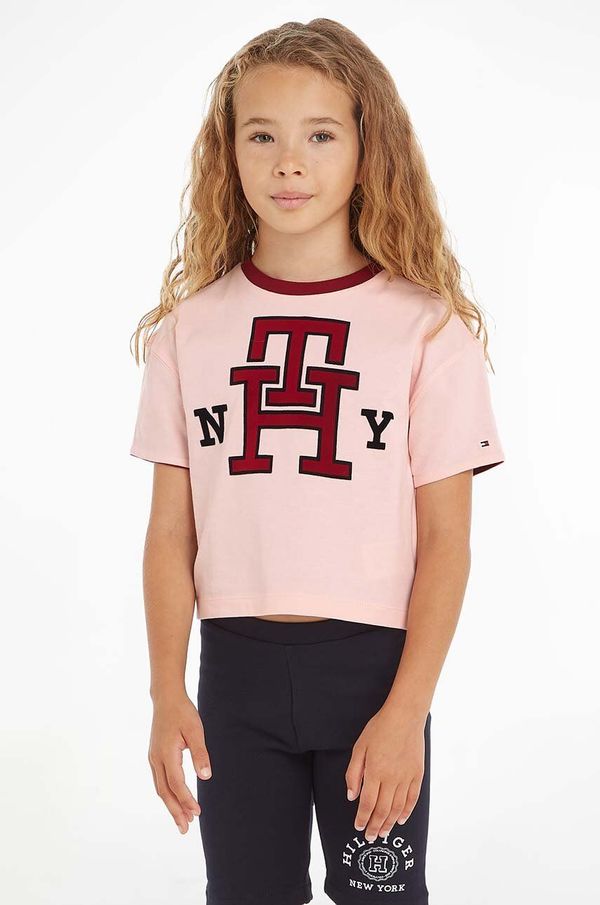 Tommy Hilfiger Pamučna dvostrana majica kratkih rukava Tommy Hilfiger boja: ružičasta