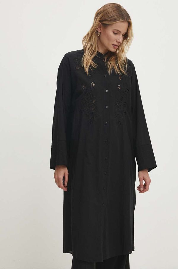 Answear Lab Pamučna haljina Answear Lab boja: crna, midi, oversize