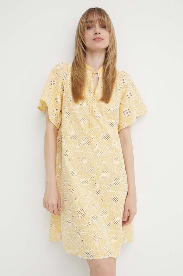 Bruuns Bazaar Pamučna haljina Bruuns Bazaar WoodbineBBJulia dress boja: žuta, mini, širi se prema dolje, BBW3948